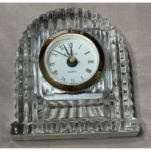 Vintage~ Michael C. Fina~Fifth‎ Avenue 4" Glass Quartz Shelf- Desk- Mantel Clock